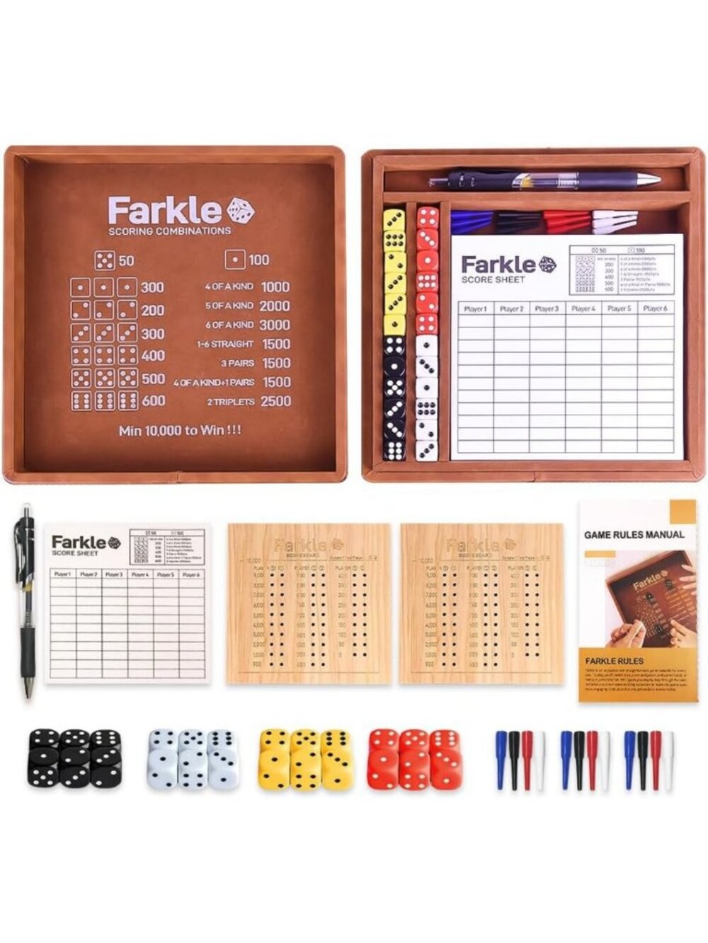 Farkle Dice Game Tray & Storage Case - Classic Family Fun, Travel-Friendly!
